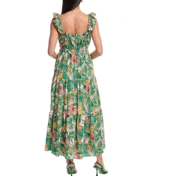 Maison Tara Tiered Midi Dress Women's Green 14 - Picture 2 of 10